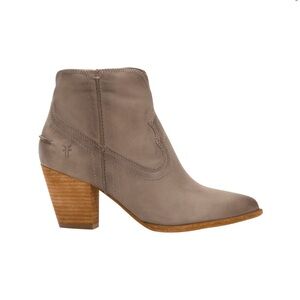 Frye Reina Ankle Bootie Ash Brown Leather Women's Western Zipper Boot